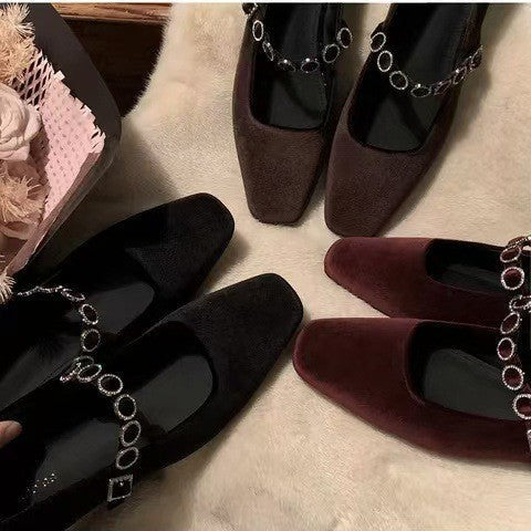 Women's Ballet Flats with Strap and Embellishments