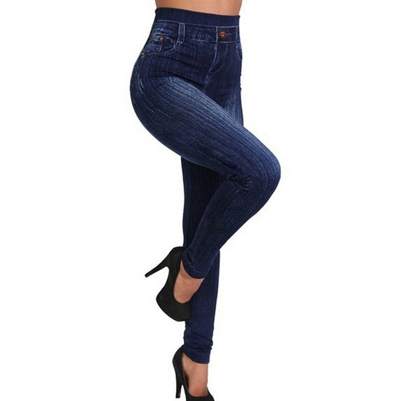 High-Waisted Denim-Look Leggings