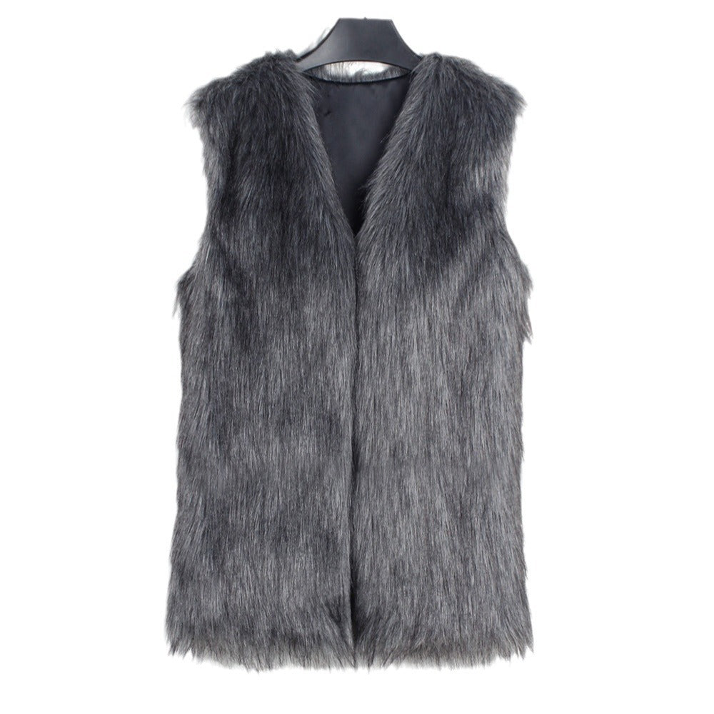 Elegant Faux Fur Vest with Open Front