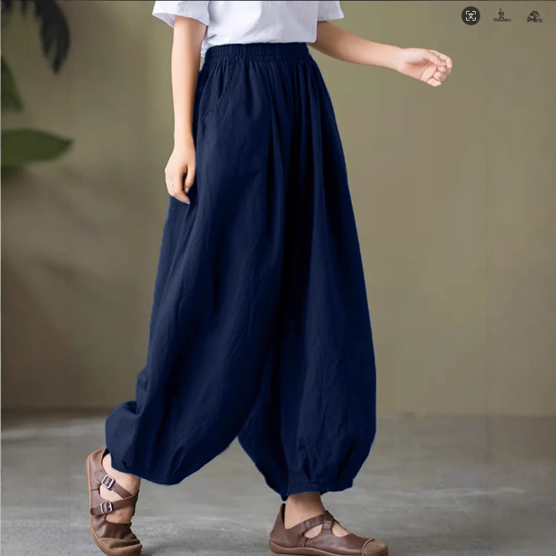 Women's Comfortable Loose Harem Pants with Elastic Waistband