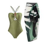 Women's Swimsuit with Trendy Cut-Out and Elegant Wrap Skirt