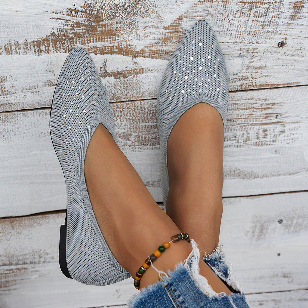 Women's Ballet Flats with Subtle Rhinestone Accents