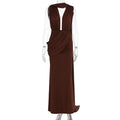 Floor-Length Wrap Dress with Draping