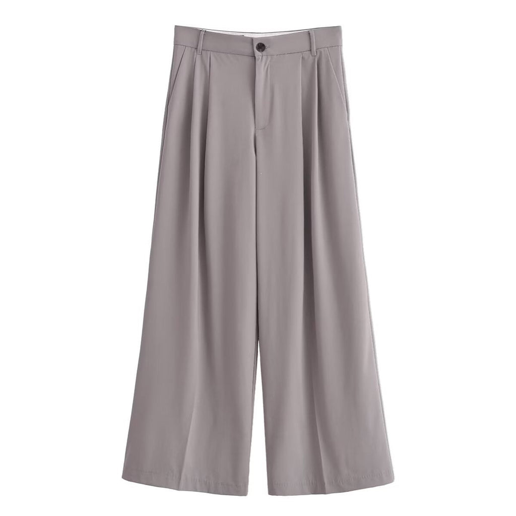 Women's Elegant Wide-Leg High-Waisted Pleated Trousers