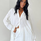 Women's Loungewear Set with Casual Button-Up Blouse and Comfortable Shorts