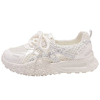Women's Breathable Sneakers with Mesh Design and Glitter Accents