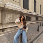 Women's Blouse Shirt with Voluminous Ruffle Sleeves and Back Zipper