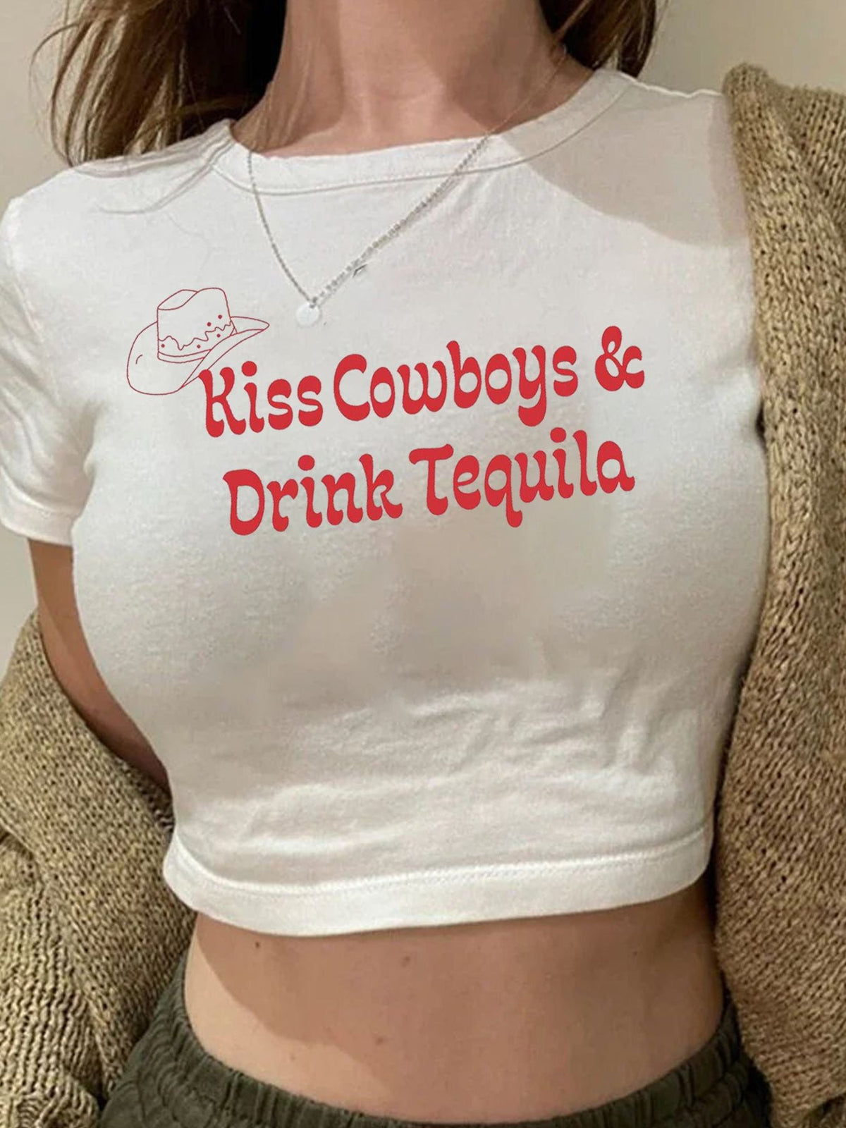 Women's Crop T-Shirt with Retro Phone Design