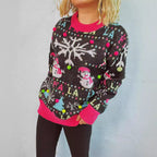 Festive Sweater with Colorful 3D Appliqués