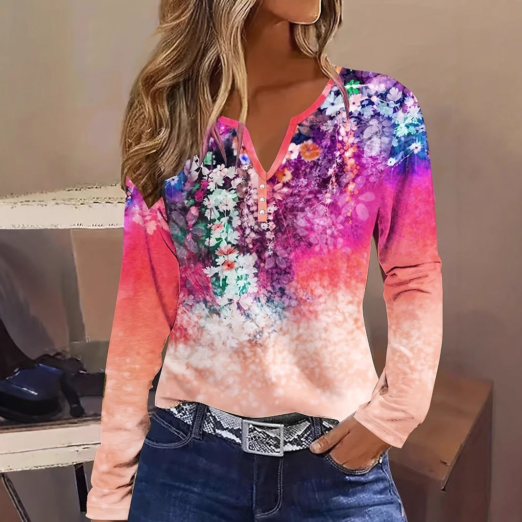 Women's Floral Long-Sleeve Button-Down Shirt