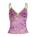 Women's Floral Spaghetti Strap Top with Ruffle Details
