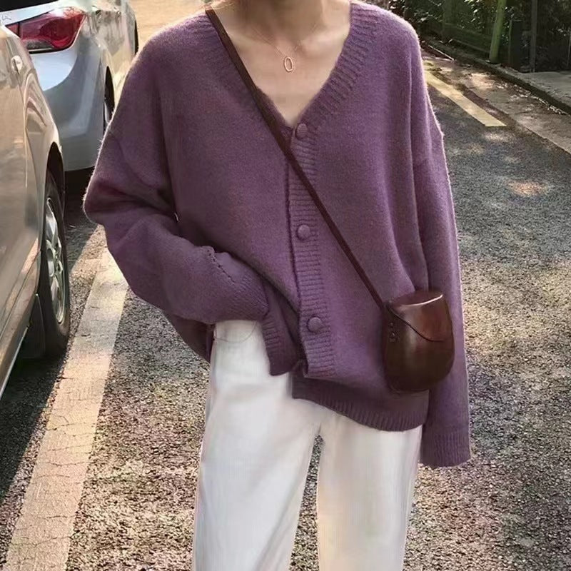 Women's Fluffy Button-Down Cardigan