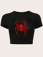 Women's Crop T-Shirt with Retro Phone Design