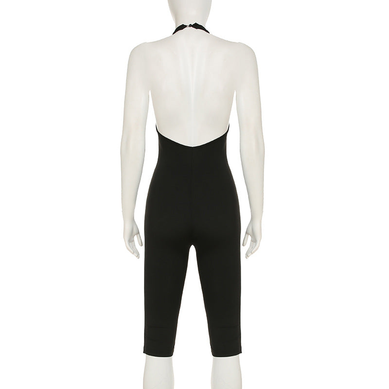 Women's Bodycon Jumpsuit with Deep Back and Clean Design