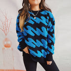 Women's Coarsely Textured Sweatshirt with Contrasting Patterns