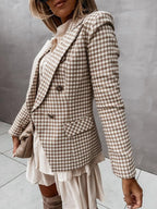Women's Elegant Blazer with Double-Button Placket and Fine Details