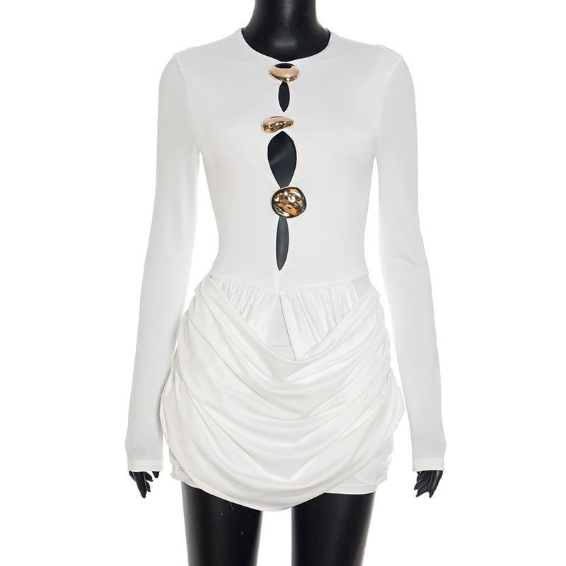 Women's Elegant Jumpsuit with Creative Cut-Outs and Ruching
