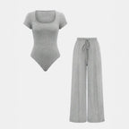 Casual Short-Sleeve Wide-Leg Jumpsuit