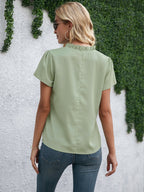 Women's Elegant V-Neck Blouse Shirt in Flowing Material