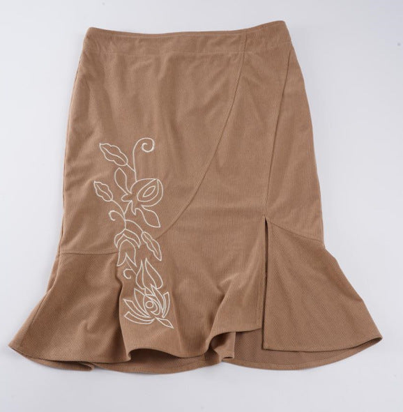 Elegant Floral Wrap Skirt with Wide Hem