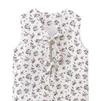 Women's Blouse with Floral Accents and Tie Detail