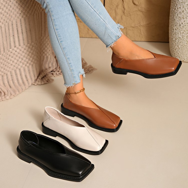 Women's Square Toe Ballet Flats with Non-Slip Sole