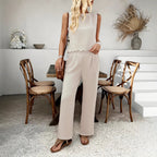 Women's Casual and Elegant Two-Piece Set with Loose Top and Palazzo Pants