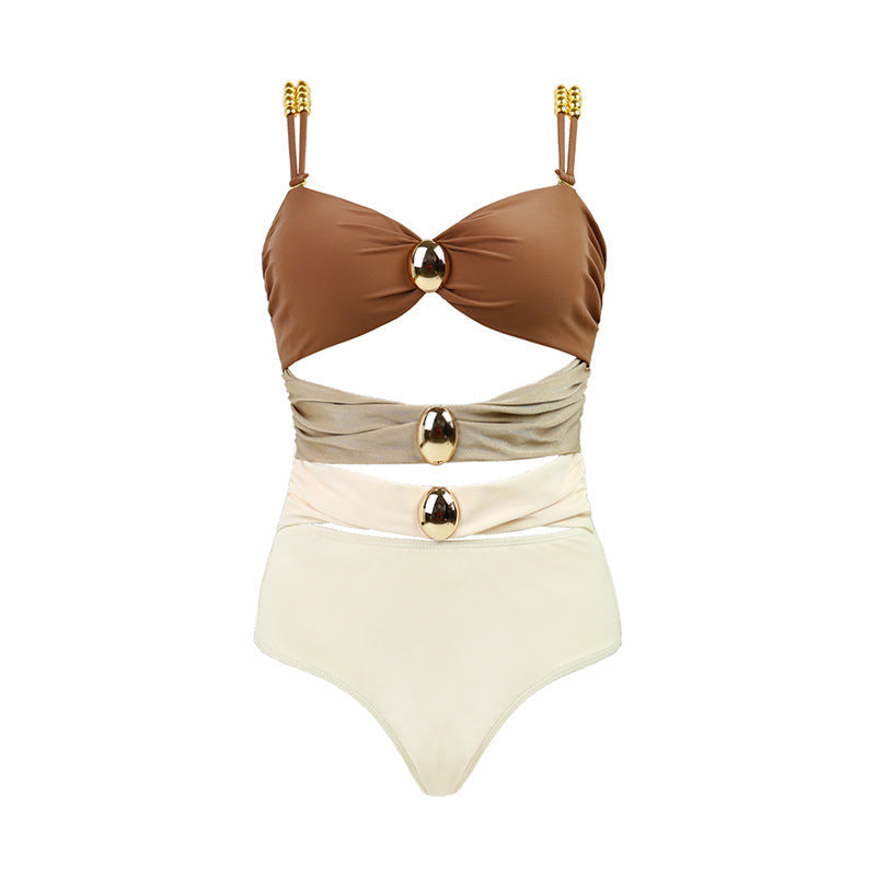 Women's Wrap-Style Romper with Decorative Accents