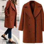 Women's Elegant Double-Breasted Coat with Modern Lapel