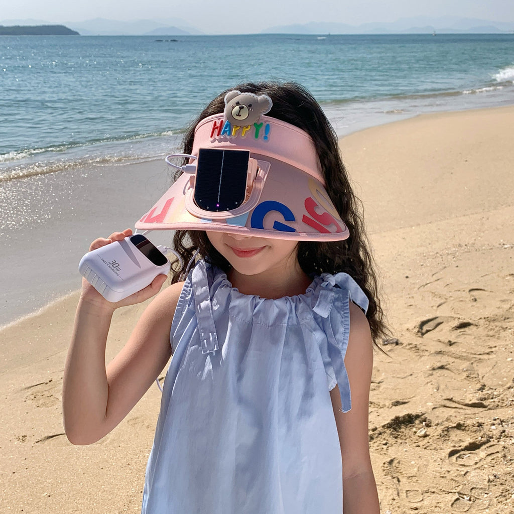 Adjustable Children's Sun Visor with Integrated Mini Fan