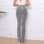 Women's High-Waisted Striped Trousers