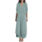 Women's Airy Maxi Skirt with Elegant V-Neck and Flowing Cut