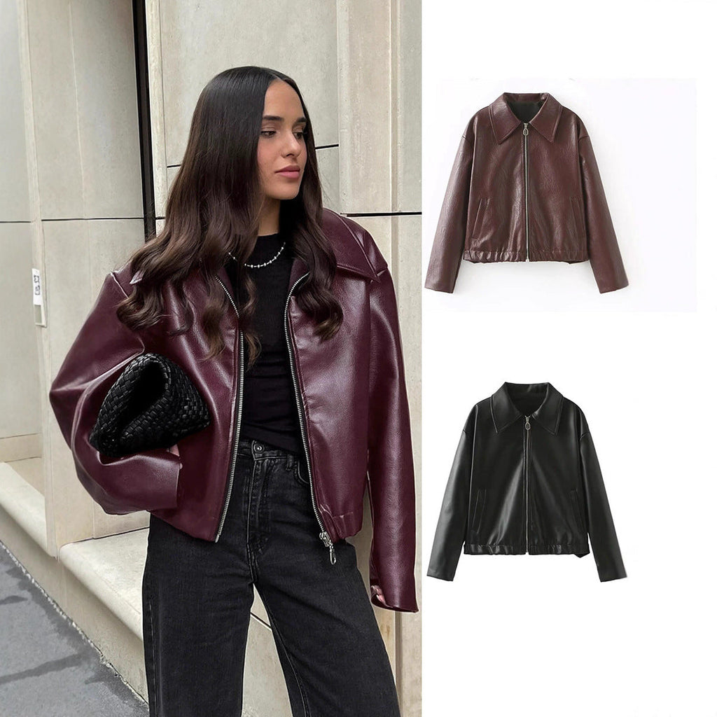 Women's Elegant Faux Leather Jacket