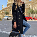 Women's Elegant Double-Breasted Blazer Coat with High-Quality Buttons