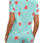 Women's Comfortable Short-Sleeve Heart Print Top