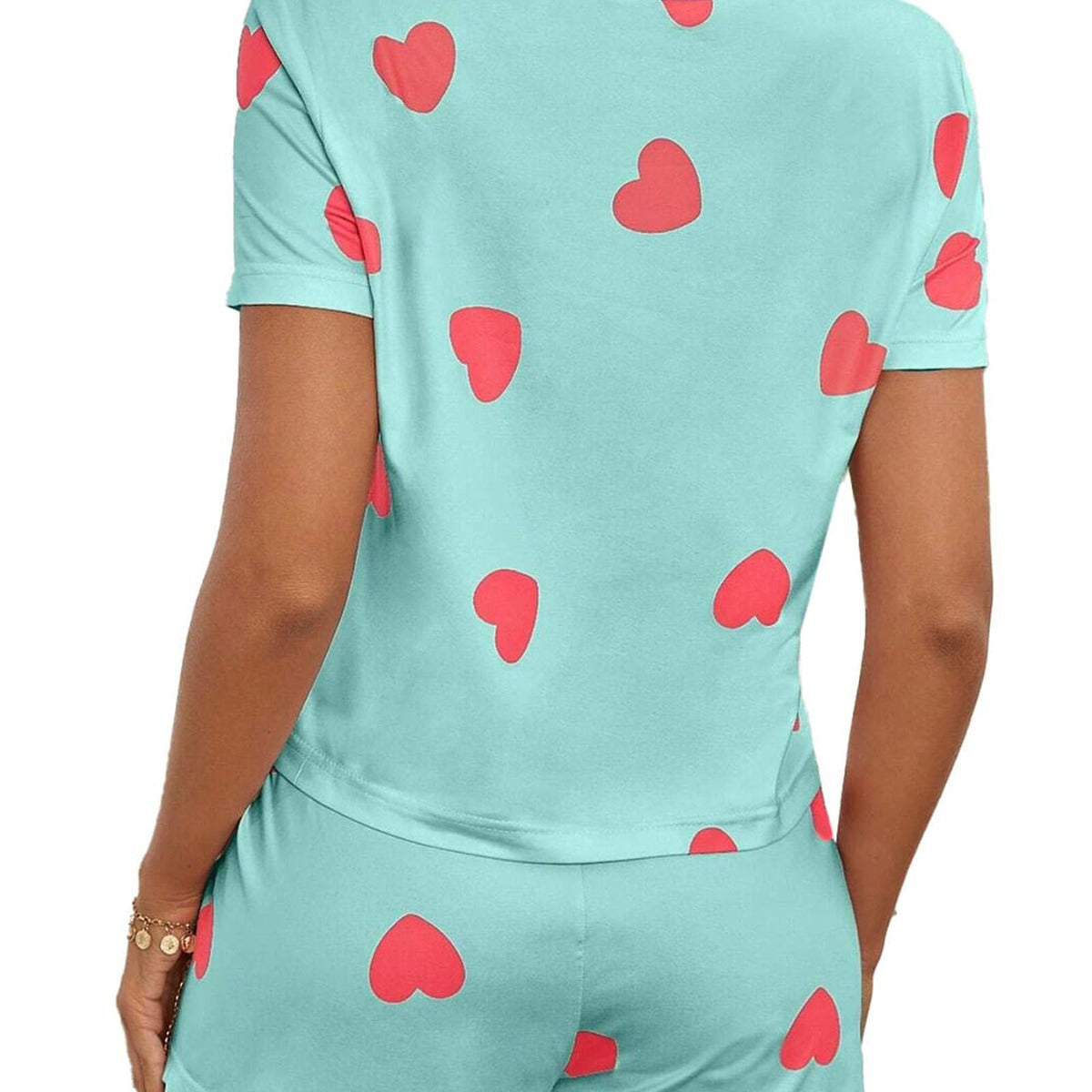 Women's Comfortable Short-Sleeve Heart Print Top