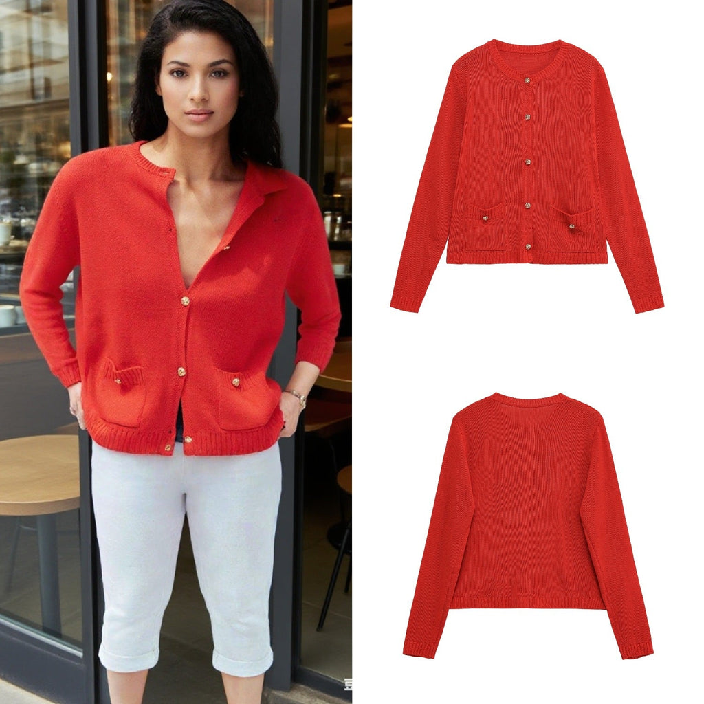 Elegant Knit Cardigan with Practical Pockets