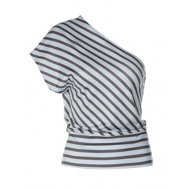 Women's Asymmetrical Striped Wrap Top