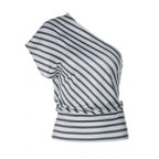 Women's Asymmetrical Striped Wrap Top