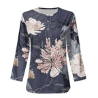 Women's Long Sleeve Button-Down Blouse with Floral Print