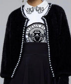 Women's Fluffy Cardigan with Pearl Detail