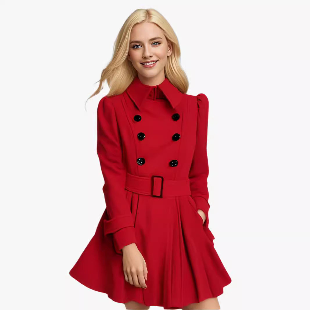 Women's Modern Trench Coat with Tailored Fit and Double Buttons