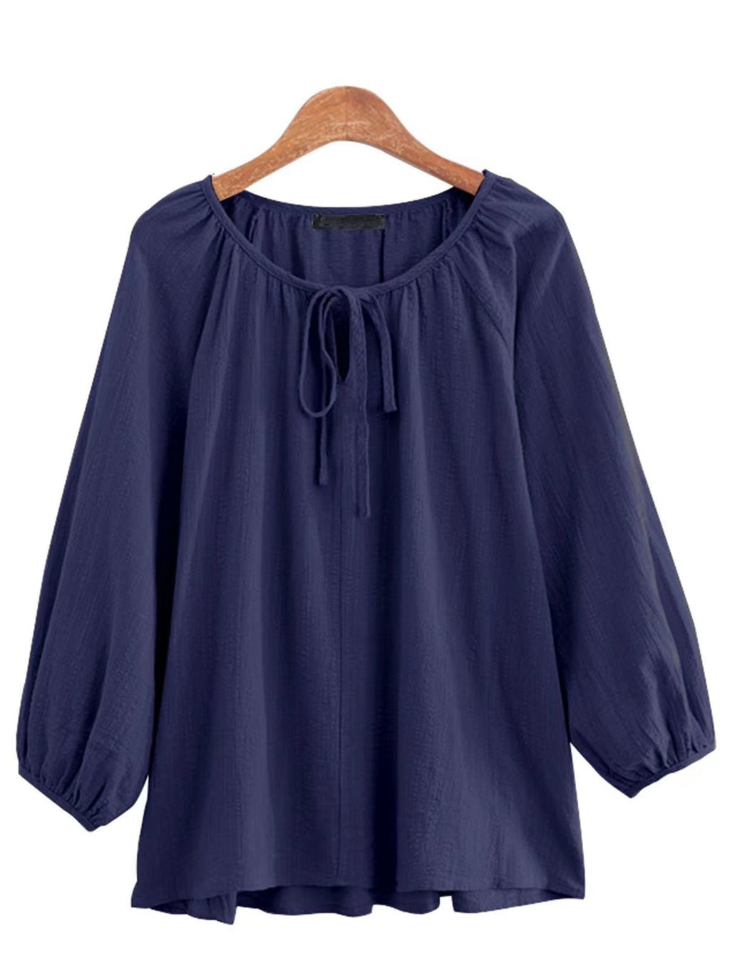 Women's Blouse with Elegant Round Neck and Puff Sleeves