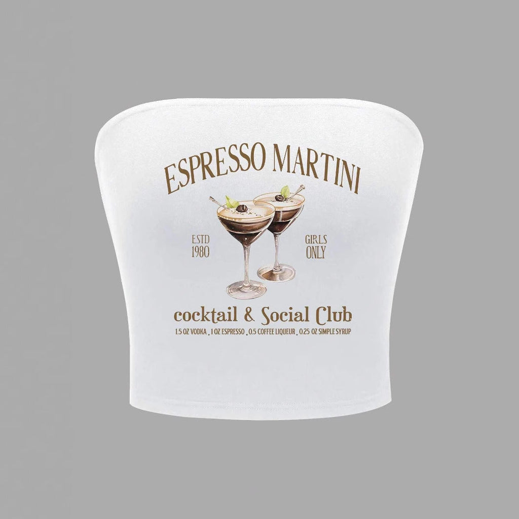 Women's Bandeau Top with Espresso Martini Print