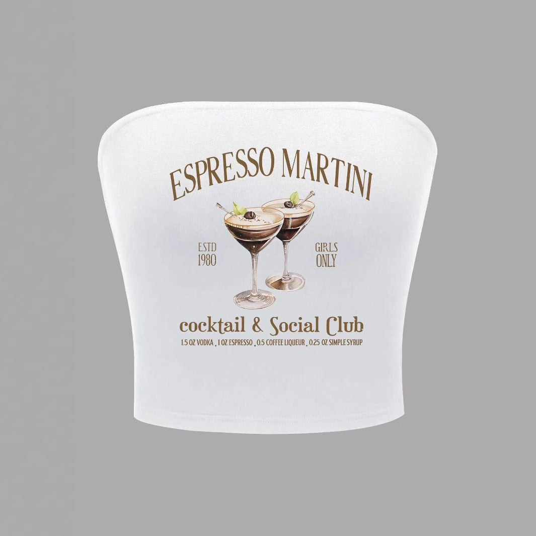 Women's Bandeau Top with Espresso Martini Print