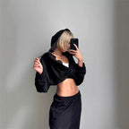 Women's Cropped Zip-Hoodie and High-Waisted Sweatpants Lounge Set