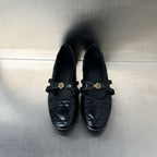 Women's Ballet Flats with Elegant Strap and Floral Motif