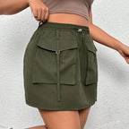 Women's Mini Skirt with Practical Pockets and Adjustable Waistband