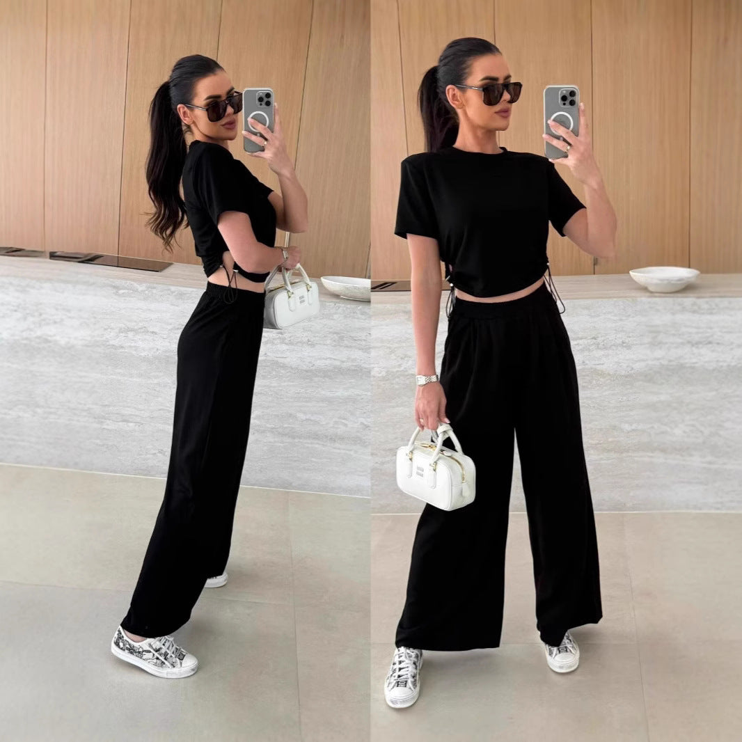 Women's Relaxed Set with Fashionable Lace-Up Details