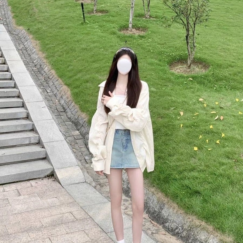 Women's Casual Long-Sleeve Blouse with Textured Fabric